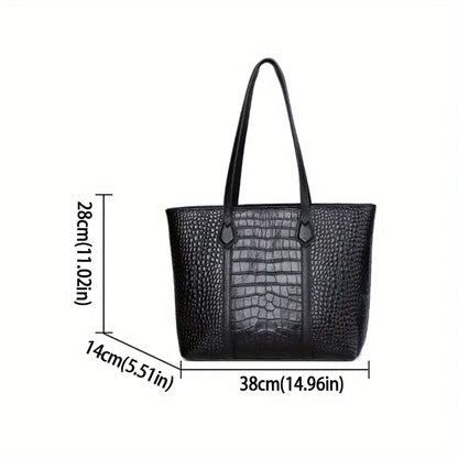Luxe Crocodile-Embossed Leather Tote
