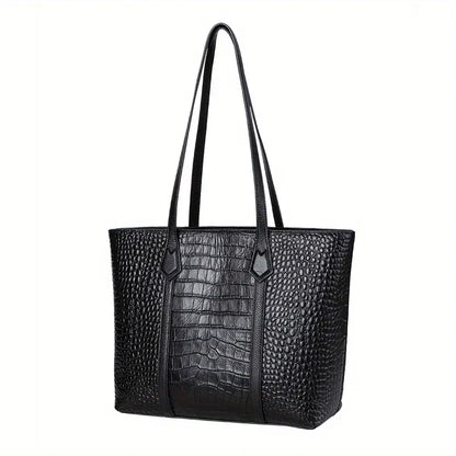 Luxe Crocodile-Embossed Leather Tote